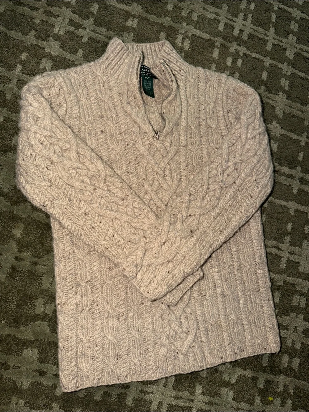 Vintage Women’s Quarter Zip Hand Knit For Ralph Lauren 100% Wool Size Petite - Picture 3 of 10